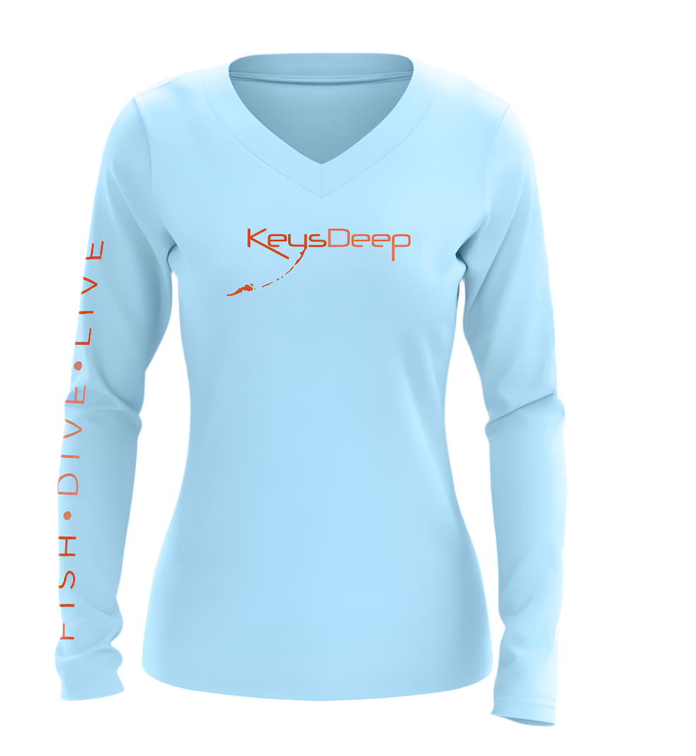 Ladies V-Neck & Toddler | Seahorse | Blue | Long Sleeve