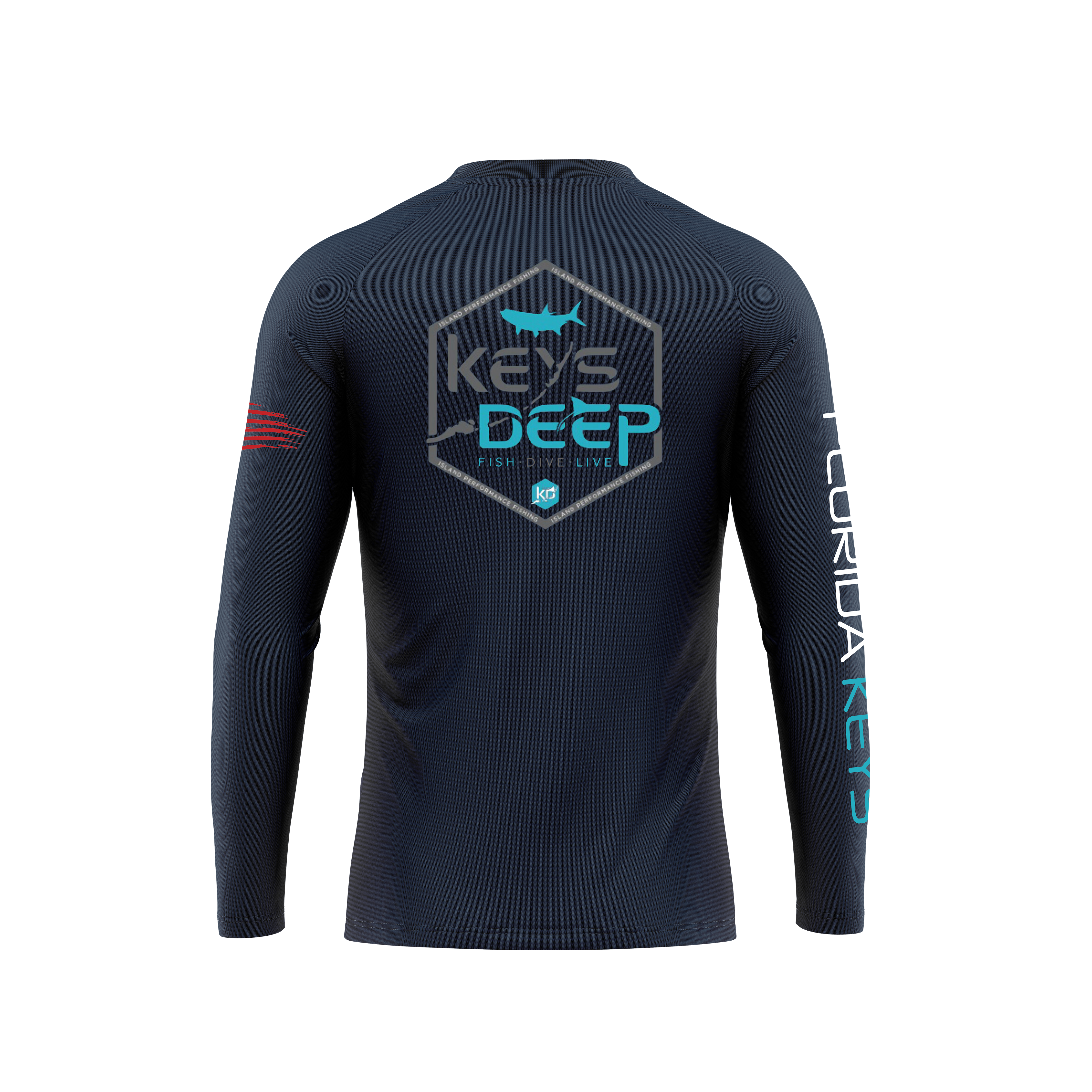 Hexagon Tarpon | Navy & Light Blue | Long Sleeve | Keysdeep