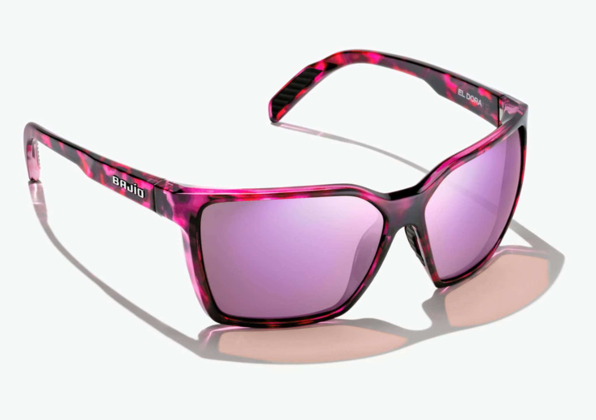 Eldora | Pink Tortoise Gloss Frame | Rose Mirror Polycarbonate Lenses | Bajio