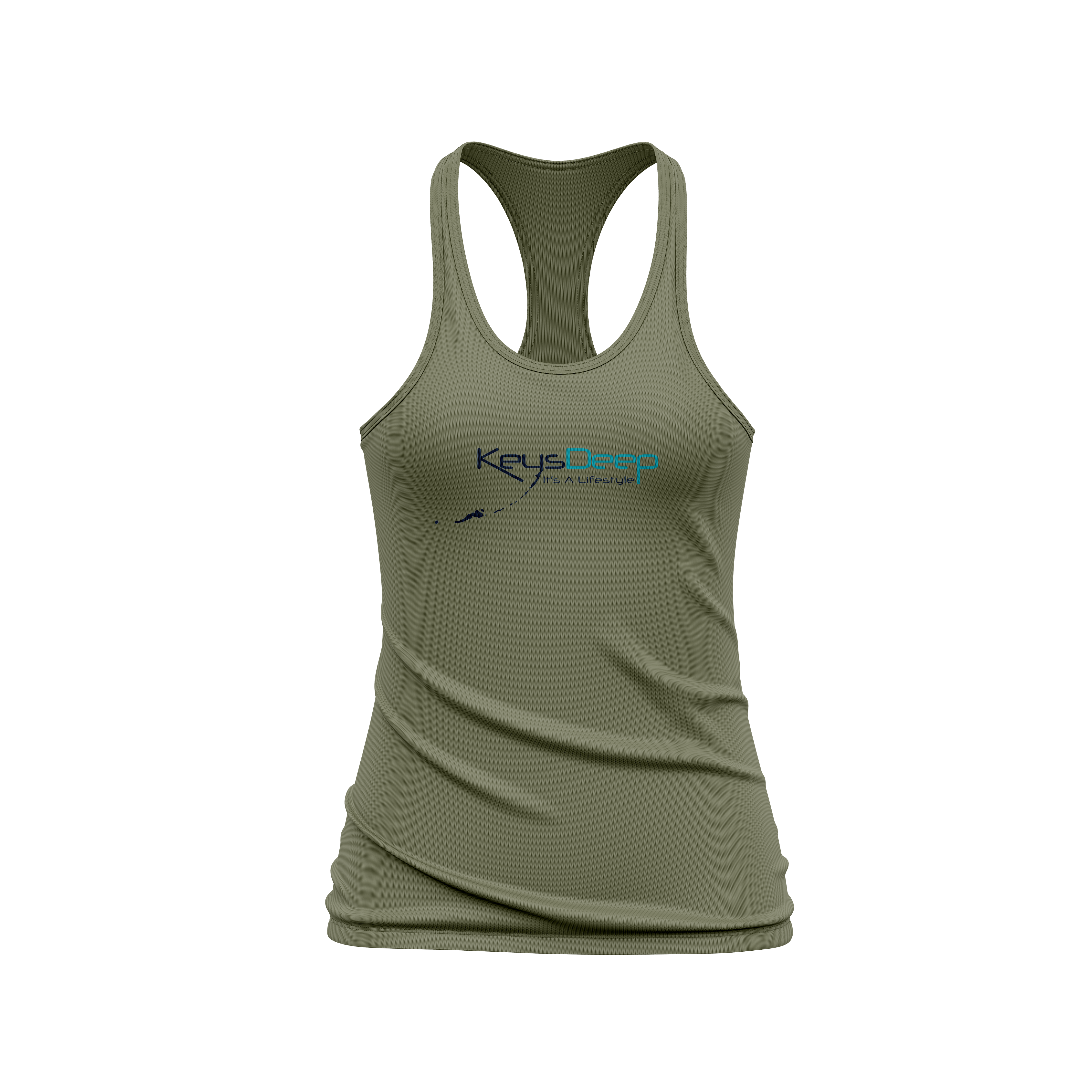 Manta Ray | Military Green | Ladies Cotton Racerback | Keysdeep