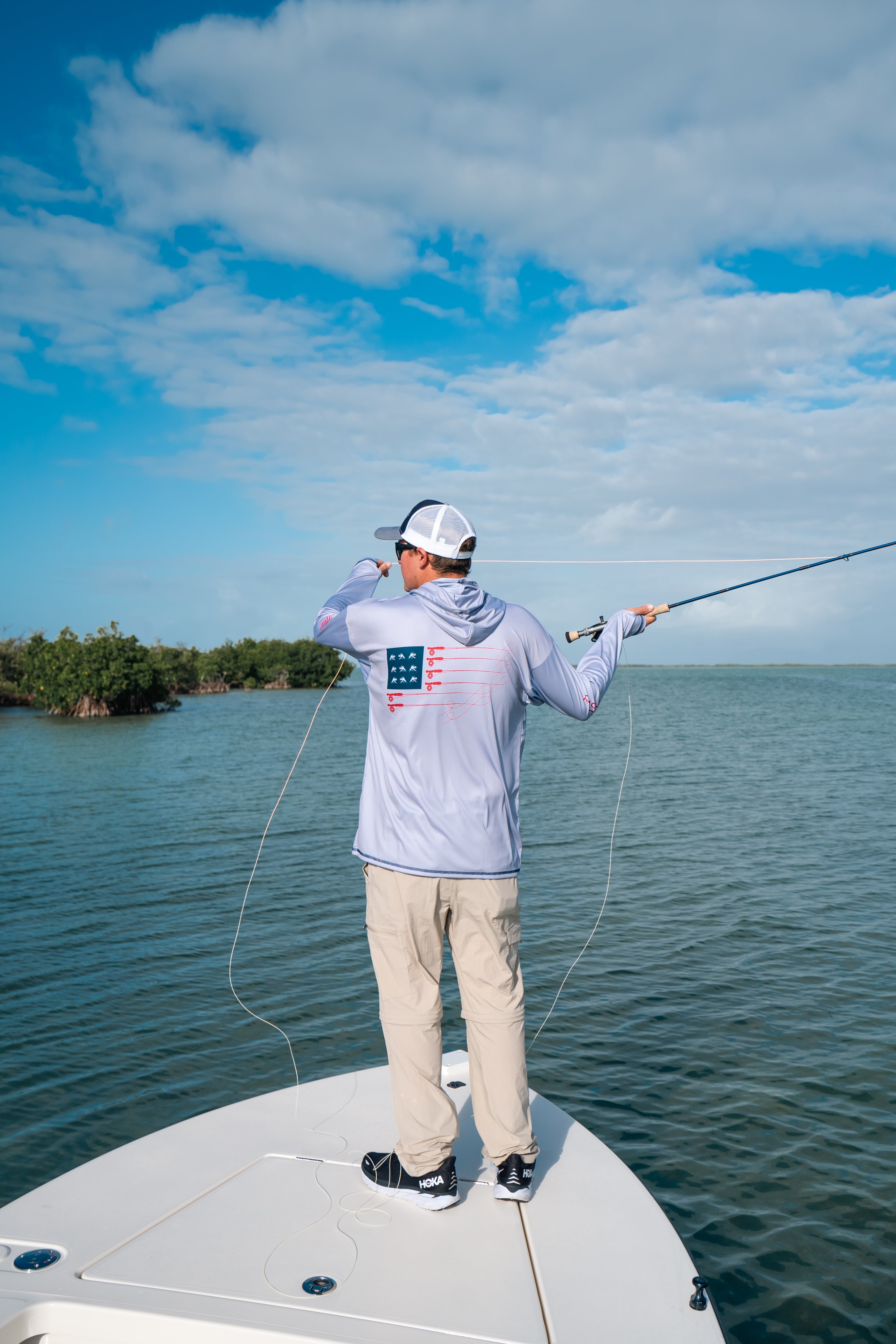 Back Country Fly-Fishing | Light Gray | Hoodie & Integrated Neck Gaiter