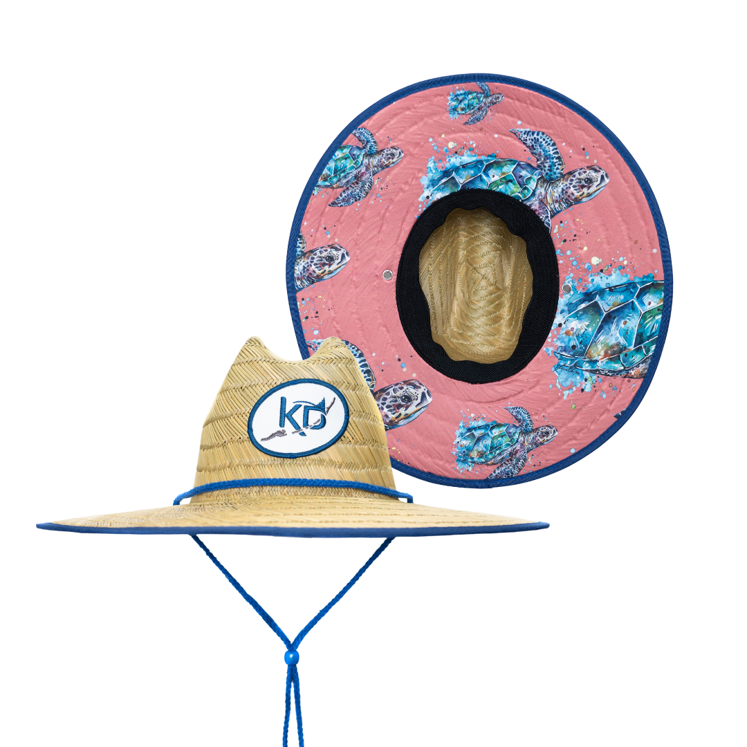 Watercolor Sea Turtle | Pink | Straw Hat