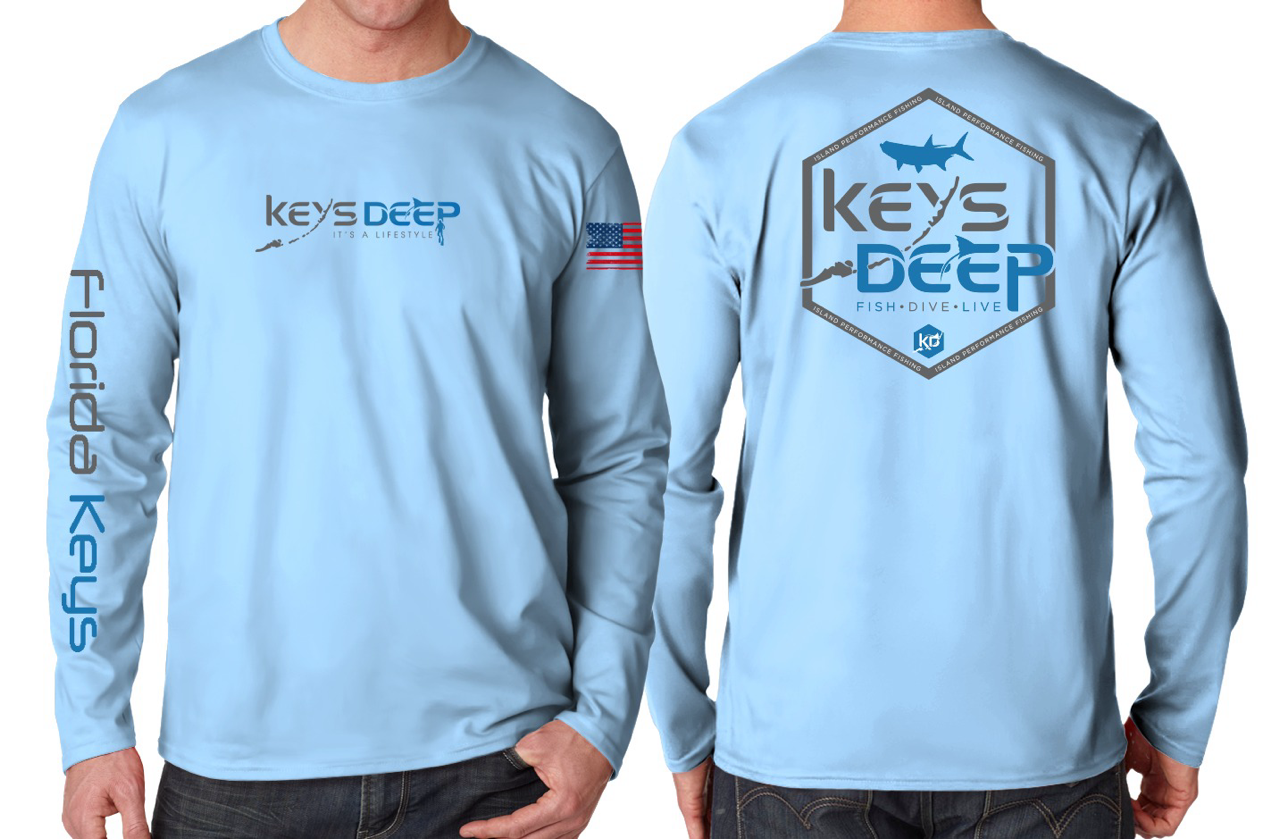 Hexagon Tarpon | Navy & Light Blue | Long Sleeve | Keysdeep