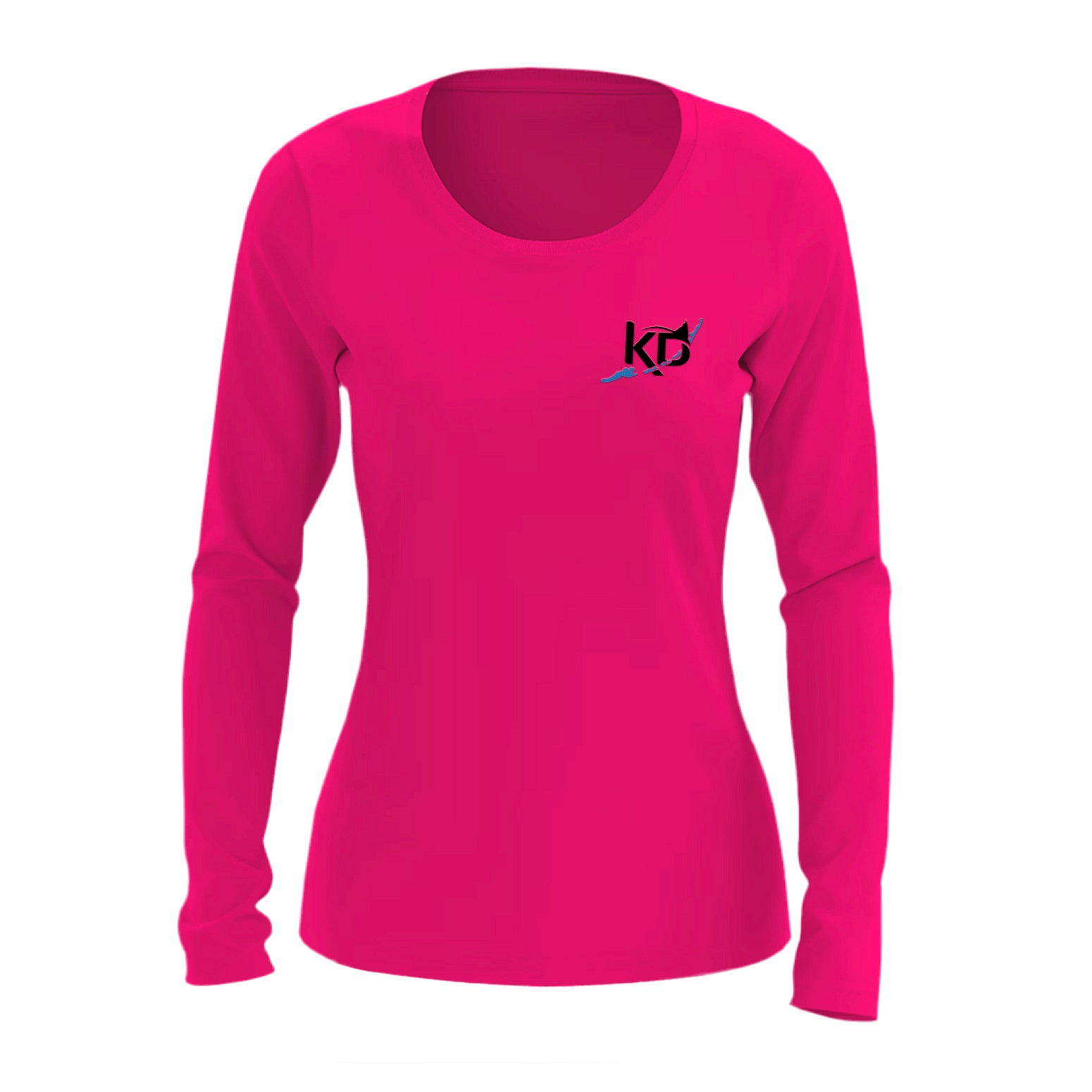 Ladies Round Neck | Sam Milazzo Alligator Lighthouse | Hot Pink | Long Sleeve
