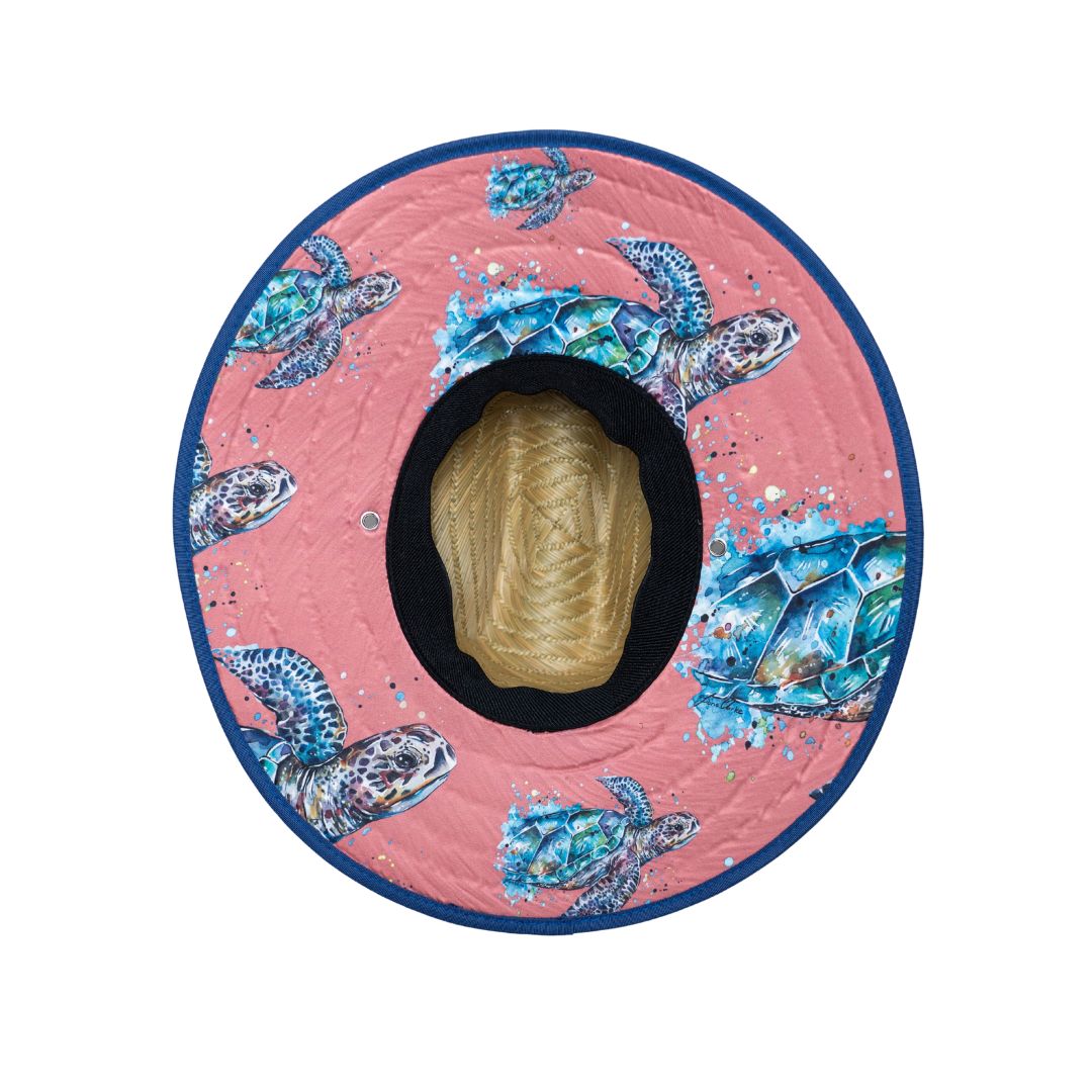 Watercolor Sea Turtle | Pink | Straw Hat