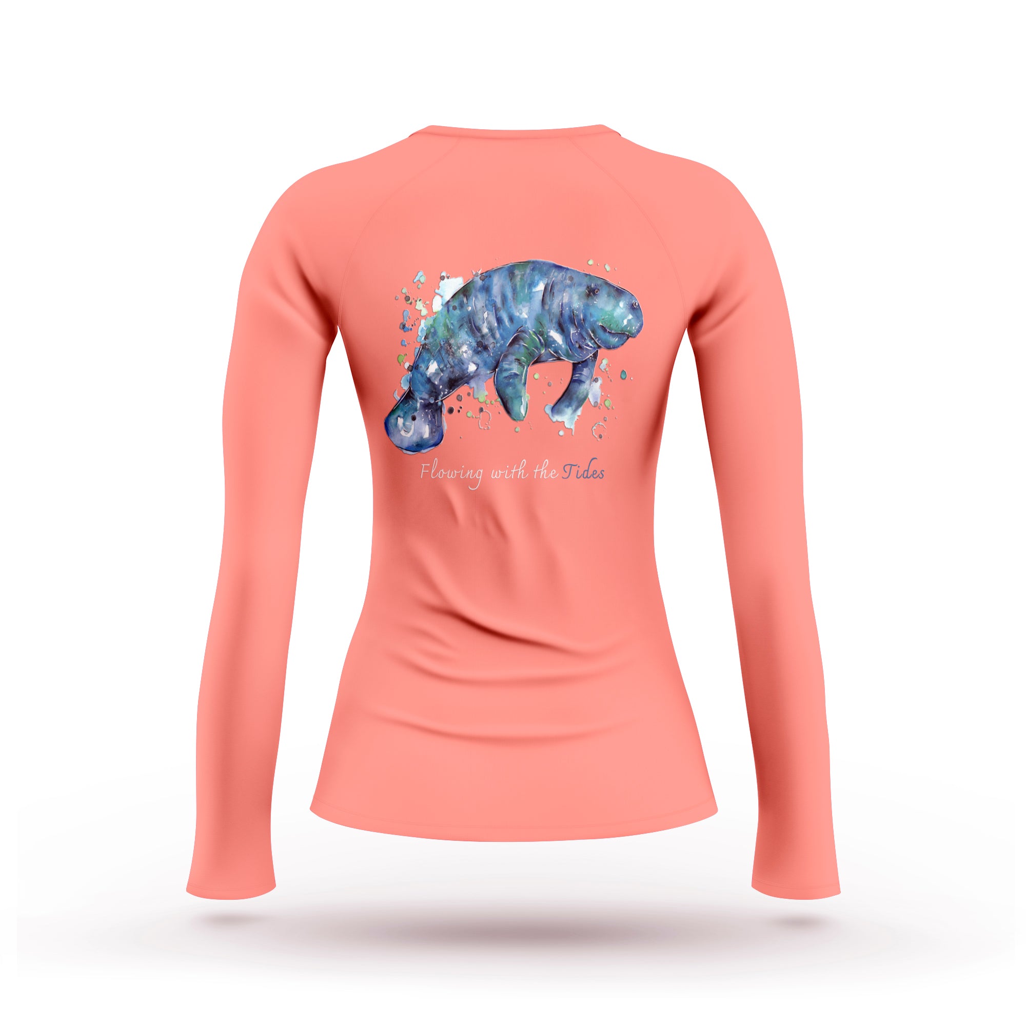 Ladies V-Neck Watercolor Manatee | Long Sleeve