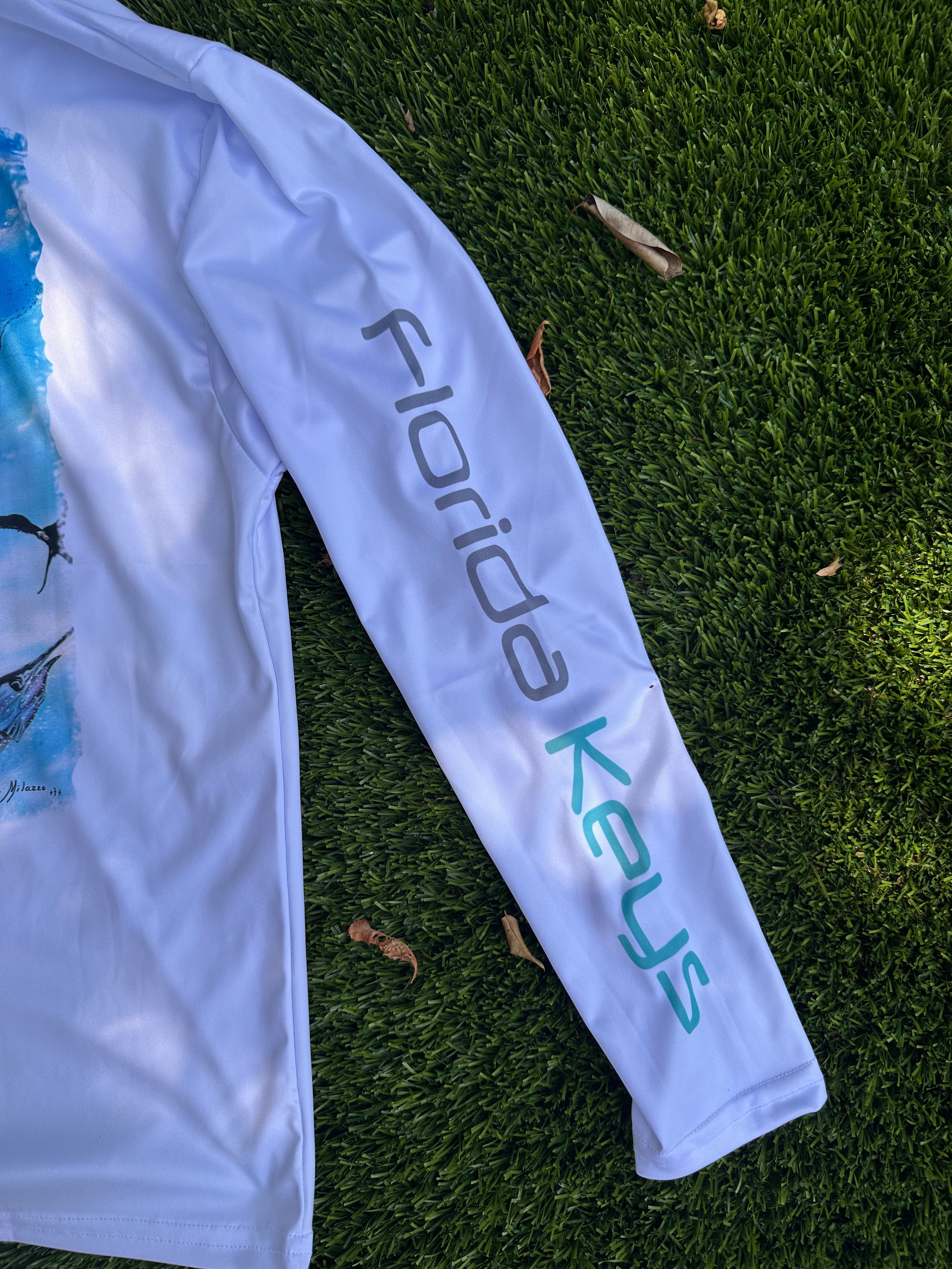 Alligator Lighthouse | White Long Sleeve Hoodie | Sam Milazzo Art Collection | KeysDeeep