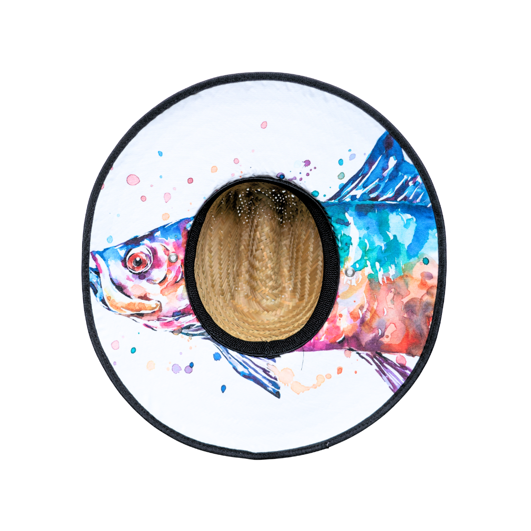 Watercolor Tarpon | White | Straw Hat