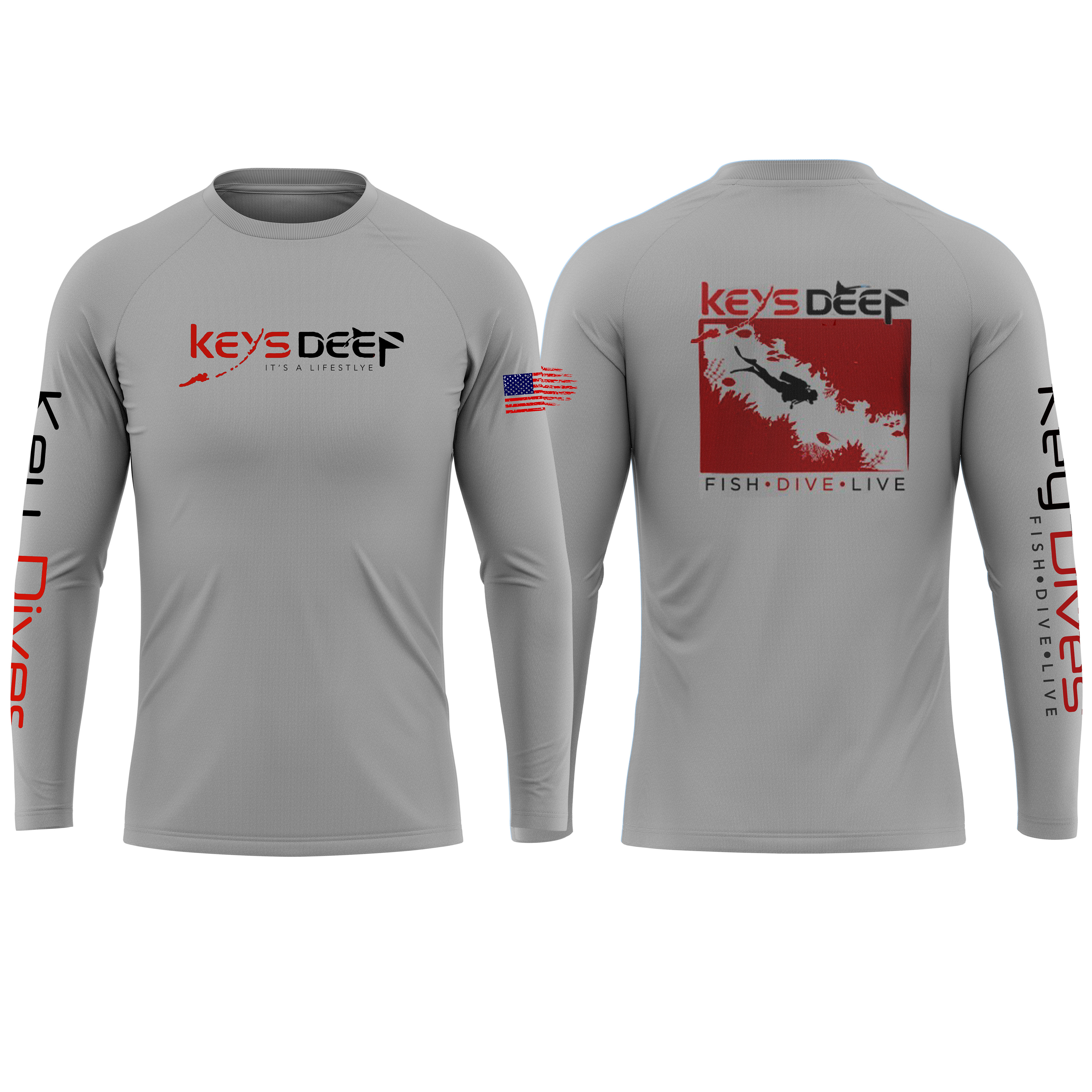 Dive Flag | Gray | Long Sleeve | Keysdeep