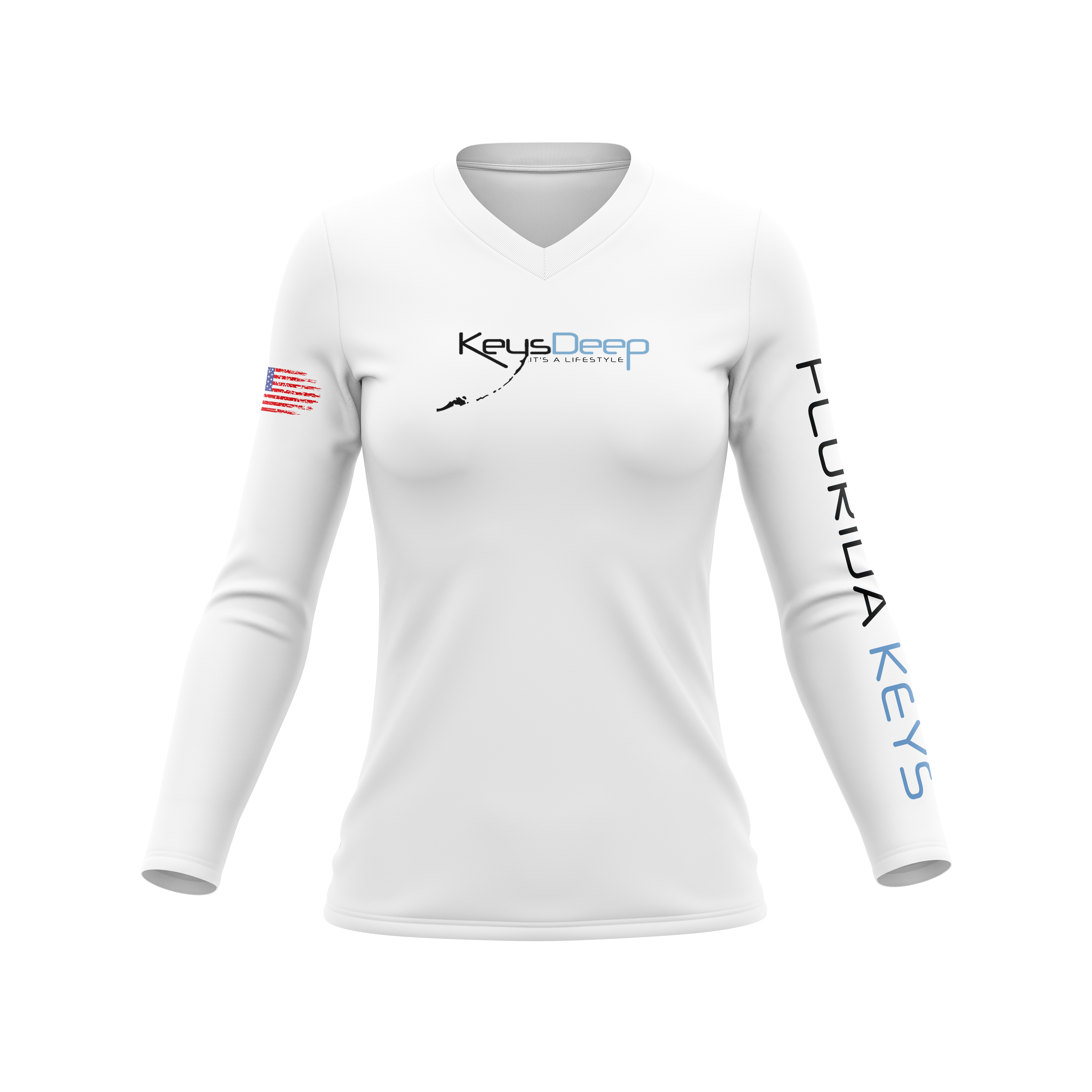 Ladies V-Neck | Tarpon | White | Long Sleeve