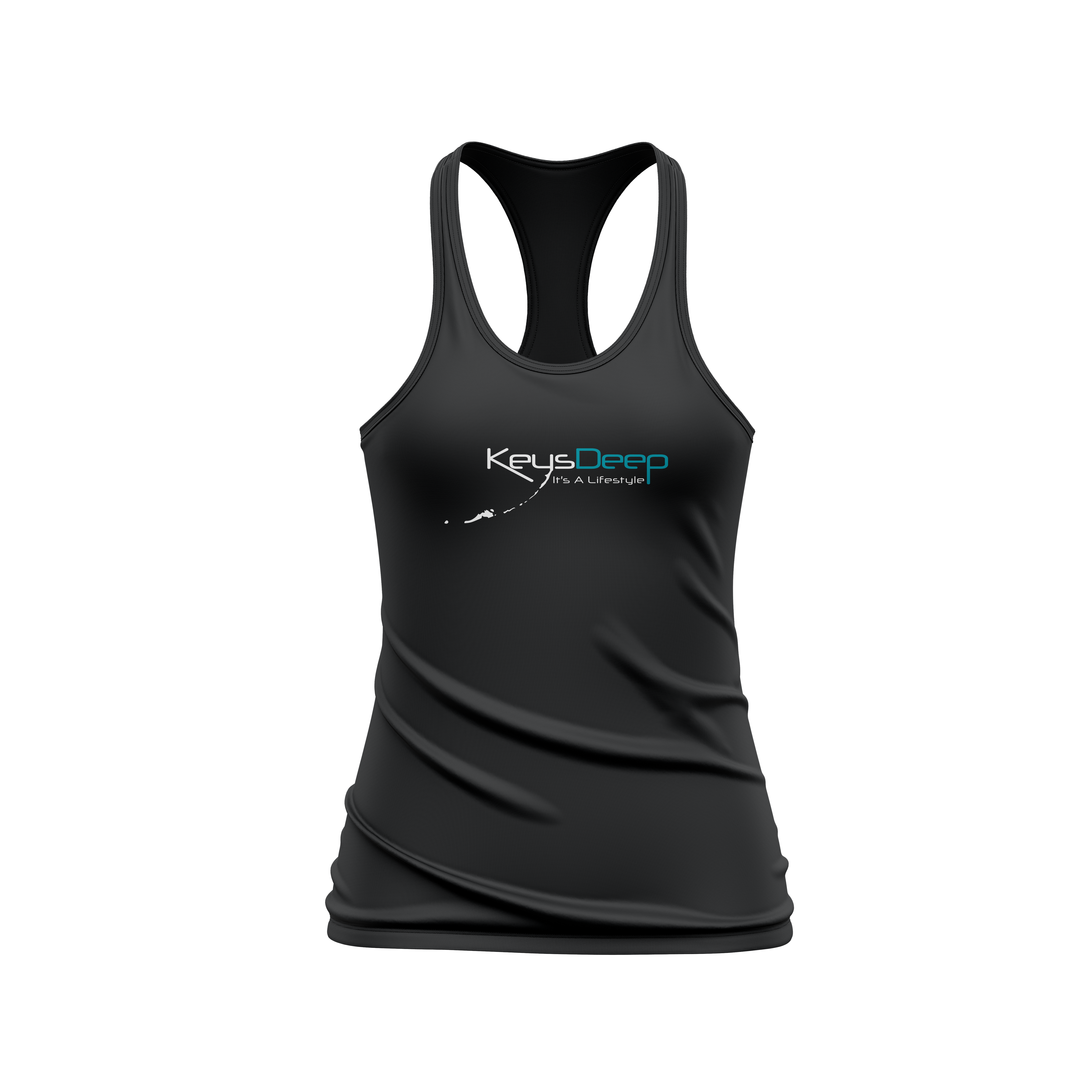 Manta Ray | Black | Ladies Cotton Racerback | Keysdeep